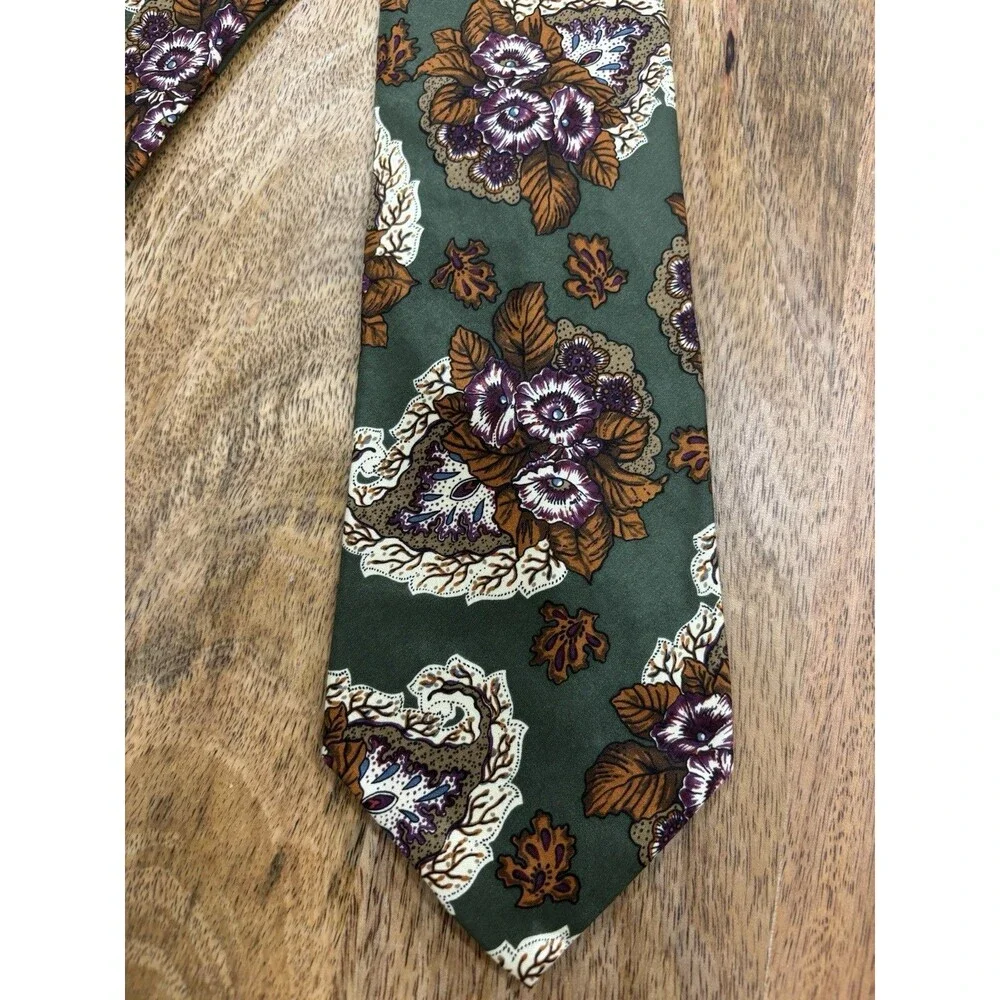 Christian Dior Monsieur 100% Silk Neck Tie Fall Themed Flowers & Leaves